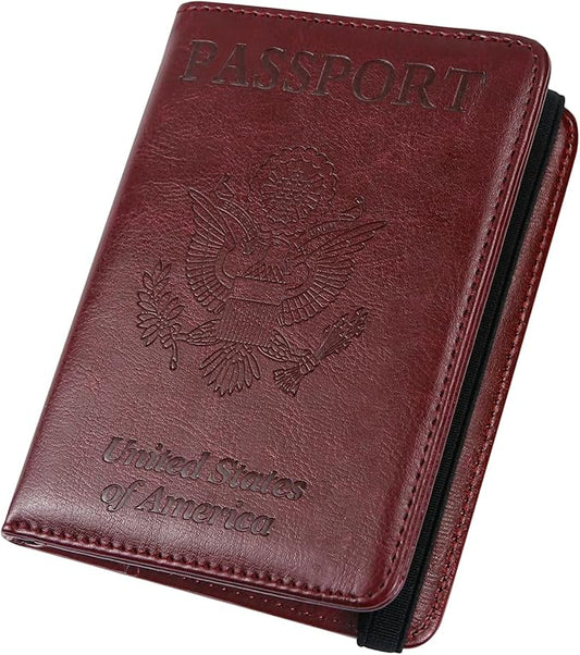 ILIYAH-Passport Cover-Passport Holder for Travel Women/Men Passport Wallet Case Travel Accessories Card Holder Wallet Unisex Travel Gifts(Burgundy)