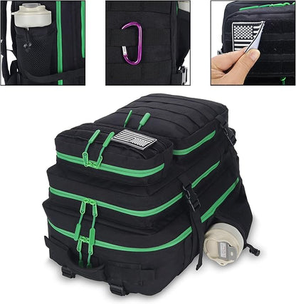 45L Tactical Assault Backpack - 3 Day Assault Pack with MOLLE Waterproof Rucksack (Back Green)