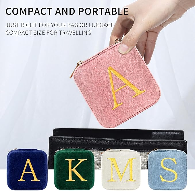 Parima Gifts for Girls - Gifts for Kids, Girl Gift Idea, 6 7 8 9 10 11 12 13 14 15 16 Year Old Girl Birthday Gifts, Teen Girl Gifts Trendy Stuff Travel Jewelry Case Box - Letter A, Pink