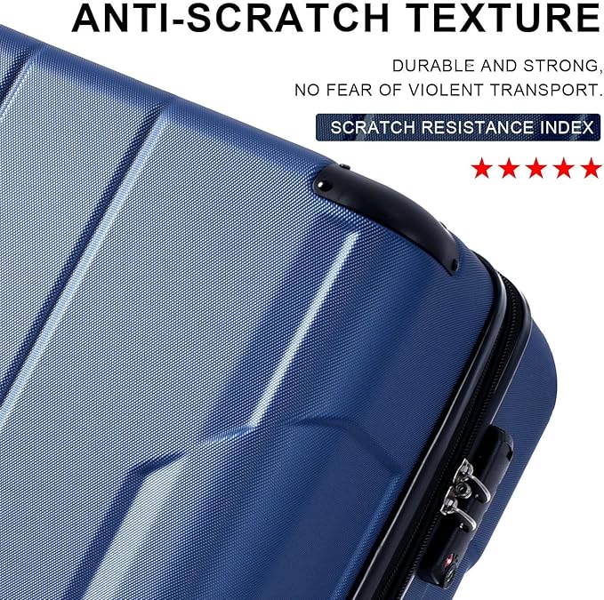 20in Carry On Luggage Hardshell Suitcase with Spinner Wheels Lightweight Lugagge Design Waterproof Durable for Travel (Blue)