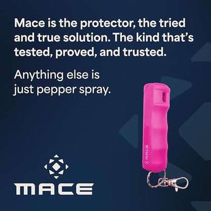 Mace Pepper Spray - Maximum Police Strength OC with UV Dye, Fast Flip Top, Ergonomic Finger Grip, Easy Carry Keychain, 12 Feet Range, 0.42 oz Compact Model, Self Defense Pepper Spray for Women & Men