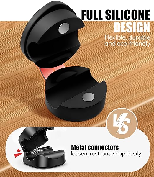 6 Pack Silicone Cord Organizer, Adjustable Magnetic Cable Clips, Strong Adhesive Cable Management Under Desk Wire Hider, Cord Holder for Nightstand, Desk, Wall, Home Office (Black)