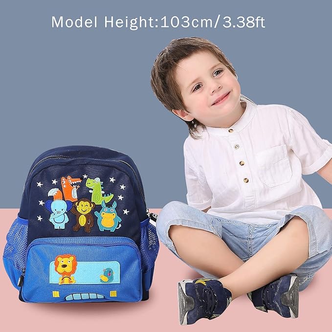 willikiva Cute Zoo Little 3d Backpack Kids Backpack for Boys and Girls Toddler Backpack Waterproof Preschool(Blue)