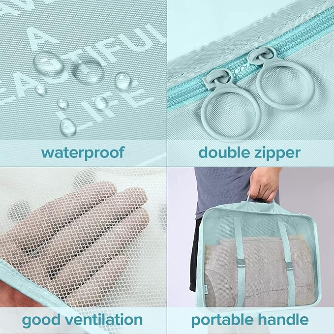 8 Set Packing Cubes, Travel Luggage Packing Organizers (BLUE)