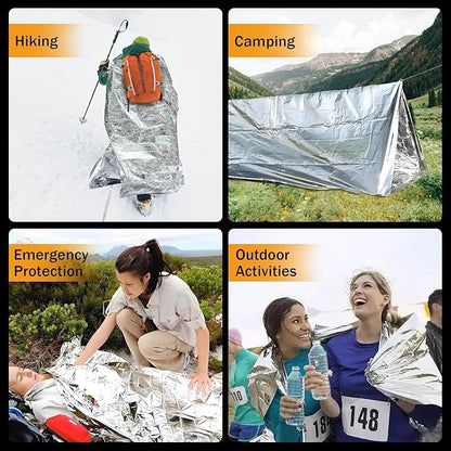 12-Pack Emergency Mylar Thermal Blankets, 82"x62" Space Blankets Foil Blanket, XL Camping Blanket for Outdoors, Hiking, Survival kit, Bug Out Bag，Marathons or First Aid, Silver