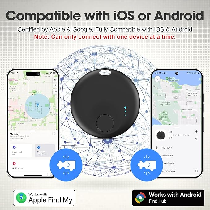 Tracker Tag for Android or iOS, Tracker Tags-4 Pack Smart Tag, Dual System Both iOS and Android Tracker Tags, Apple Find My or Google Find Hub App, Keys Finder Item Locator for Wallets (Black)