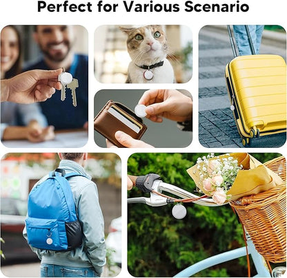 2025 Air Tracker Tags-4 Pack 5.3 Smart Bluetooth Tracker Tag Work with Apple Find My (iOS Only) Key Finder Item Locator for Keys, Luggage,Wallet, Backpack, Pets,etc. (White, 4 Pack)