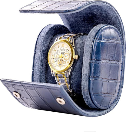 MR.OKAY Single Watch Travel Case-Classic Leather Watch Case With Superb Texture.(Portable Watch Roll Or Organizer For Storage And Display).Festival Gift For Men, All Handcrafted By Artisans.