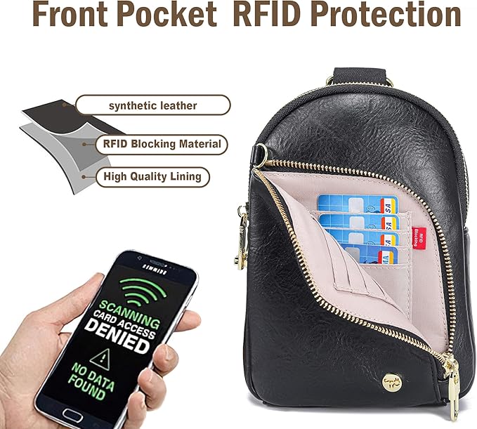 INICAT RFID Blocking Sling Bag,Anti Theft Crossbody Bags for Women,Travel Gifts Cross Body Purses Vegan Leather