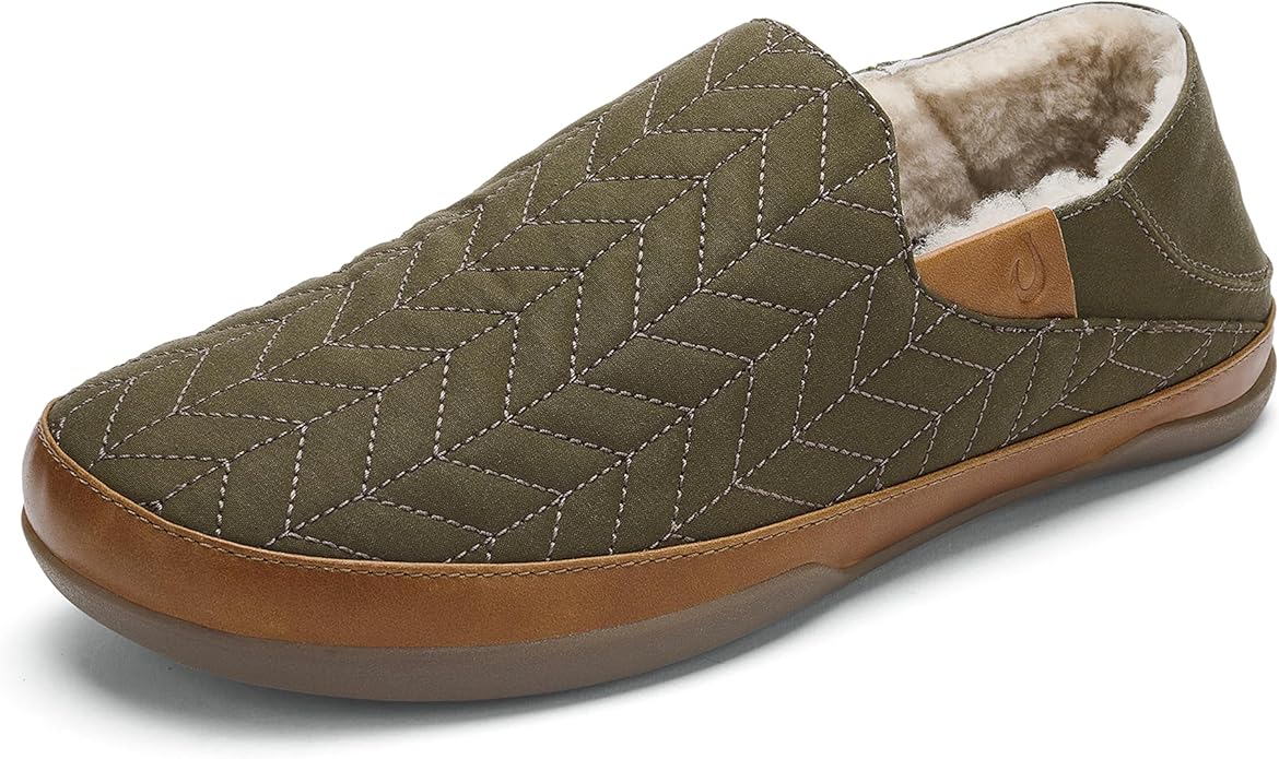 OLUKAI Hanohano Men's Slipper, Weather Resistant Waxed Canvas, Rubber Grip Soles for Inside & Outside Wear, Durable & Comfortable Slip-On