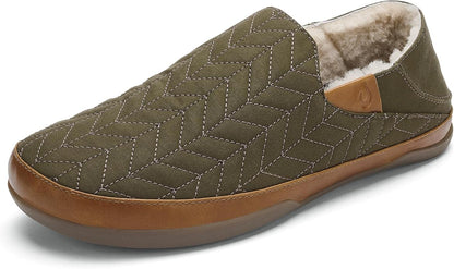 OLUKAI Hanohano Men's Slipper, Weather Resistant Waxed Canvas, Rubber Grip Soles for Inside & Outside Wear, Durable & Comfortable Slip-On