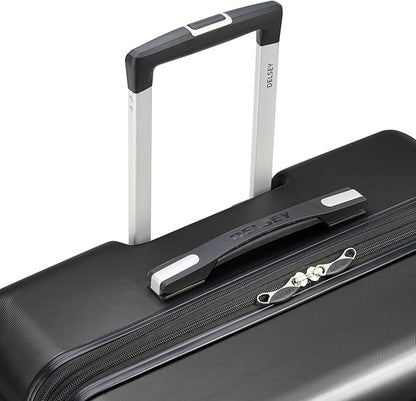 DELSEY PARIS Margot Hardside Luggage, Dual Wheel Spinners for Smooth Travel, Expandable with Spacious & Organizable compartments, Men and Women, Black, Carry-On 20-Inch
