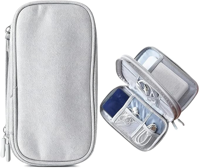 Travel Cable Organizer Tech Pouch: Portable Double Layers Cord Organizer Bag, Waterproof Travel Case Storage Bag for Cord, Charger, Earphone, USB Disk, Electronic Accessories, Travel Essentials