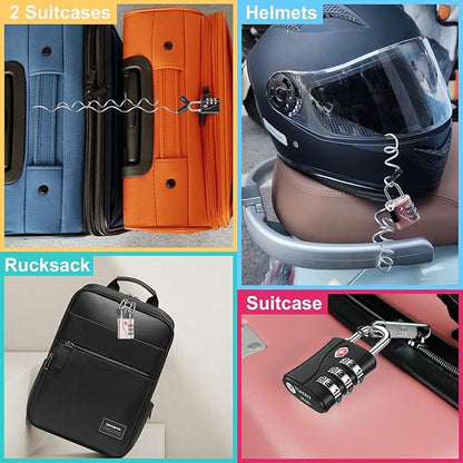 ZHEGE TSA Luggage Lock for Train 4 Pack, 1 Cable (30 Inch), Travel Lock for Backpack, Suitcase, School Gym Locker (Black, 4 Pack)