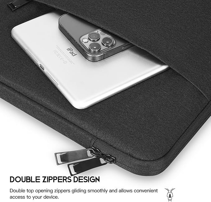 Laptop Sleeve Case for MacBook Air 13 inch M2 M3 M4 A3240 2025-2022, Compatible with MacBook Pro 14 inch M5 M4 M3 M2 M1 Pro/Max A2918 A2992 A2779 A2442 Water Resistant Computer Carry Bag-Black