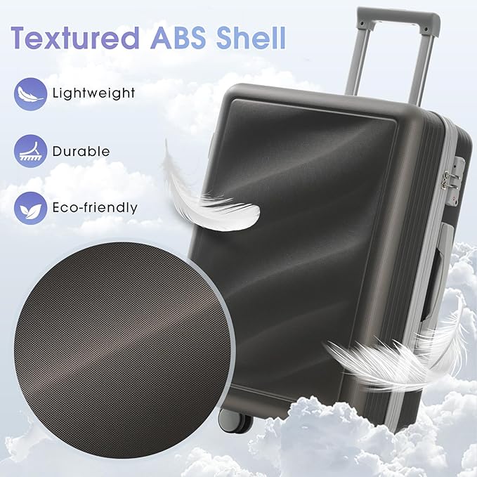 Merax Luggage Set 3 Piece, Lightweight Durable ABS Suitcases with Spinner Wheels and TSA Lock, Carry-on & Checked Travel Luggage