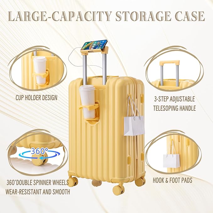 3 Luggage Sets, ABS Hardshell Suitcases Spinner Wheel with Combination Lock
