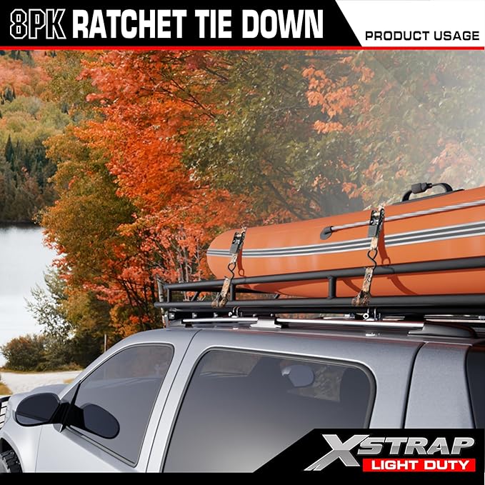 XSTRAP STANDARD Ratchet Tie Down Straps - 8PK - 1'' x 10 ft - 900 LB Break Strength Cargo Straps for Moving Appliances, Lawn Equipment, Motorcycle (Camouflage2)
