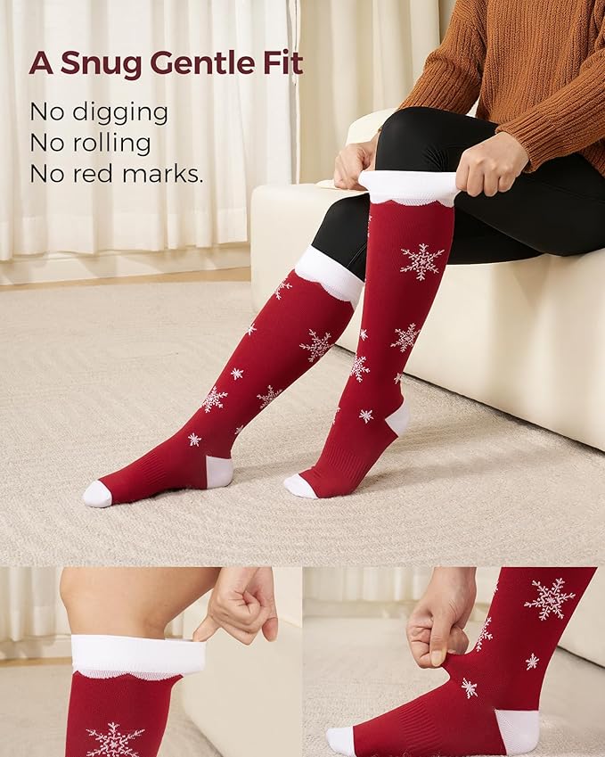 Momcozy Compression Socks for Women Wide Calf, 15-20mmHg Knee High Support Socks for Pregnancy, Nurses, Travel, Flying