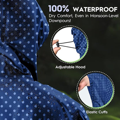Bruvoalon 3-in-1 Rain Poncho with 1/4 Zip & Chest Pocket, Waterproof, Sunshade, Ground Mat for Adults & Youth Emergency