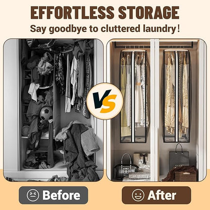 Garment Bags for Hanging Clothes 40” Long, Ultra Clear Suit Bags for Closet Storage, Moving Organization, Travel Covers with 10" Gussets for Coat, Dress, Shirt and Sweater - 2 PCS