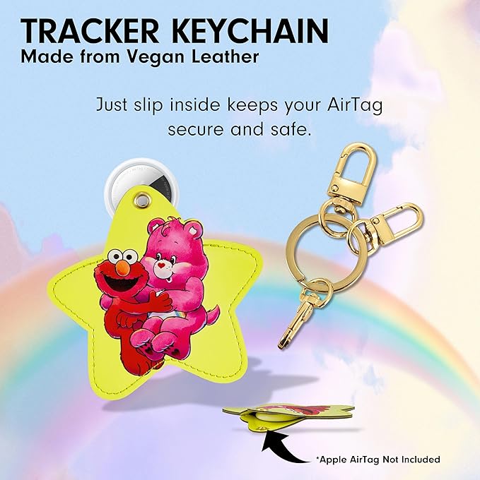 Sonix x Care Bears x Sesame Street Keychain Case Compatible with Apple AirTag | Protective AirTag Cover Keychain Charm | Pink | Cheer Bear & Elmo