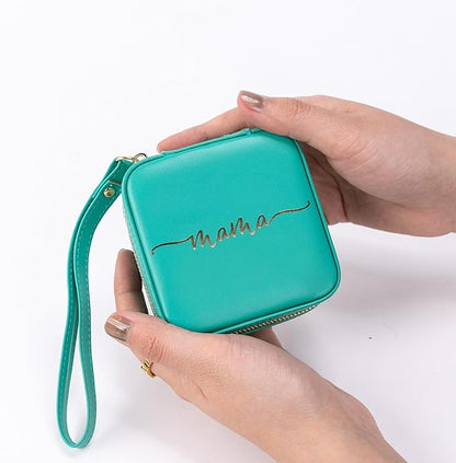 Angelina's Palace Personalized Jewelry Case with Name Engraved,Custom Leather Travel Jewelry Organizer Box for Rings,Earrings,Necklaces,Birthday Bridesmaid Gift For Women