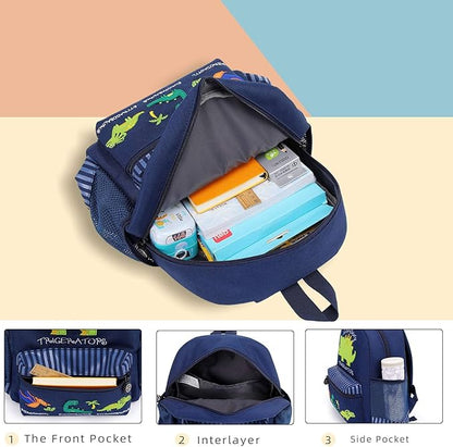 willikiva Cute Zoo Little 3d Backpack Kids Backpack for Boys and Girls Toddler Backpack Waterproof Preschool(Deep Blue Dinosaur)