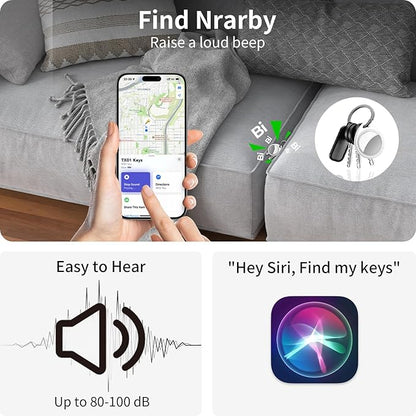 Tracker Tags-16 Pack, 5.3 Bluetooth Tracker Work with Apple Find My (iOS Only), 100dB Sound Finder, Smart Tags with Keychain/Lanyard, Item Finder for Luggage/Key/Suitcase, Replaceable Battery.
