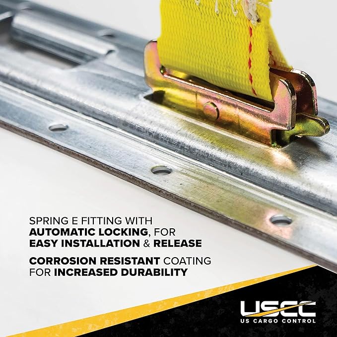 US Cargo Control E-Track Cam Buckle Straps (8-Pack), 2 Inch x 12 Foot E Track Straps with Cam Buckle and Spring E-Fittings, 2,500 LBS Break Strength, Easy-to-Use Tiedowns in Vans and Trailers
