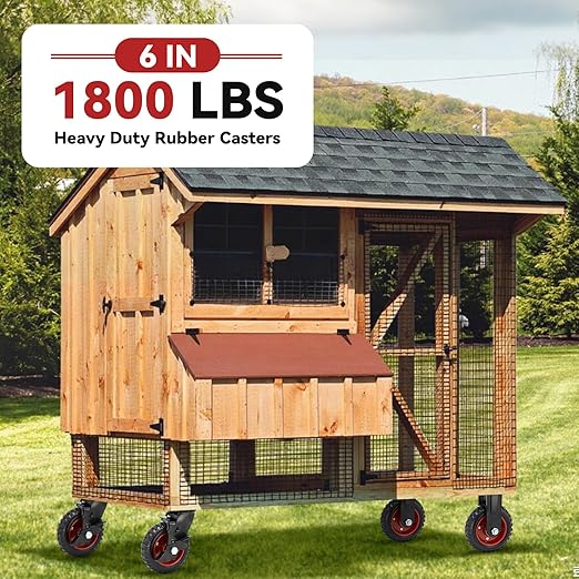Nefish 6 Inch Heavy Duty Casters Wheels, Premium Rubber Outdoor Casters Wheels, Industrial Grade Rubber Castors with Knobby Tread for Dolly 1800 LBS, Industrial and Chicken Coop (2 Brake & 2 Rigid)