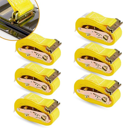 6 Pack E-Track Ratchet Straps 2" x 16' x 4,400 lbs Strength for Cargo Tie Down in Enclosed Trailer & Van by KODIAK STRAPS