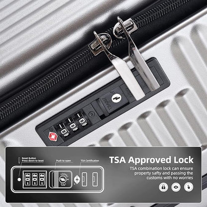 29 Inch Aluminum Checked Luggage with Side Opening Zipper, 40 * 37 * 77cm, 113L, Lightweight Hardshell ABS+PC Suitcase with TSA Lock, 360° Universal Wheels, Dark Gray