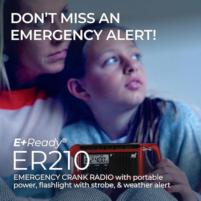 Midland ER210 NOAA Emergency Weather Radio - Compact, Crank, Weather Alerts, AM/FM Radio, Multiple Power Sources, SOS Emergency Flashlight