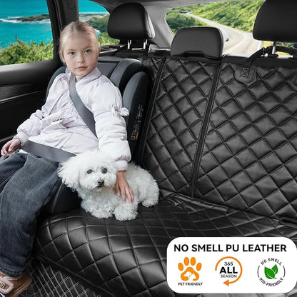 Dog Car Seat Cover for Back Seat, Waterproof Back Seat Covers for Dogs, PU Leather Nonslip Bench Car Seat Protector Universal Fit for Most Vehicles,SUVs,Small Trucks