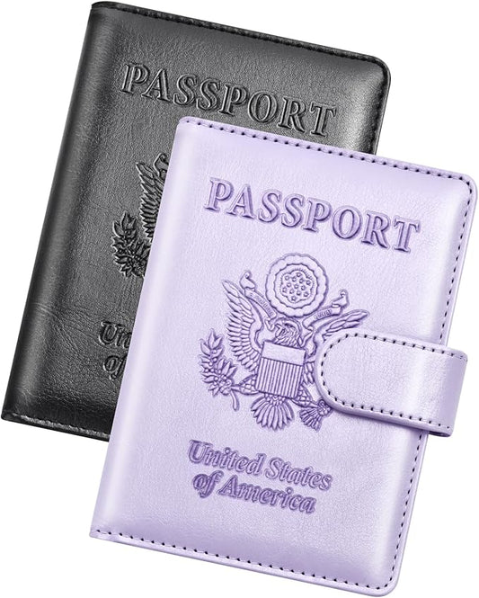 Herain Passport Holder for Travel Cruise Essentials, 2 Pcs Passport Cover Wallet Case Christmas Gifts Women Men Family, RFID Passports Book Card Holders Travel Accessorie Gifts Must Haves