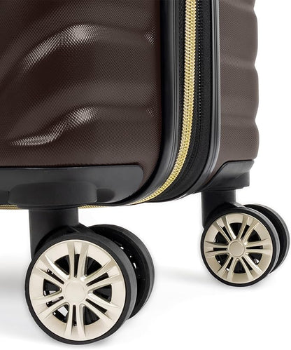 Kenneth Cole REACTION Madison Square Lightweight Hardside Chevron Expandable Spinner Luggage, Chocolate Brown, 20-Inch Checked