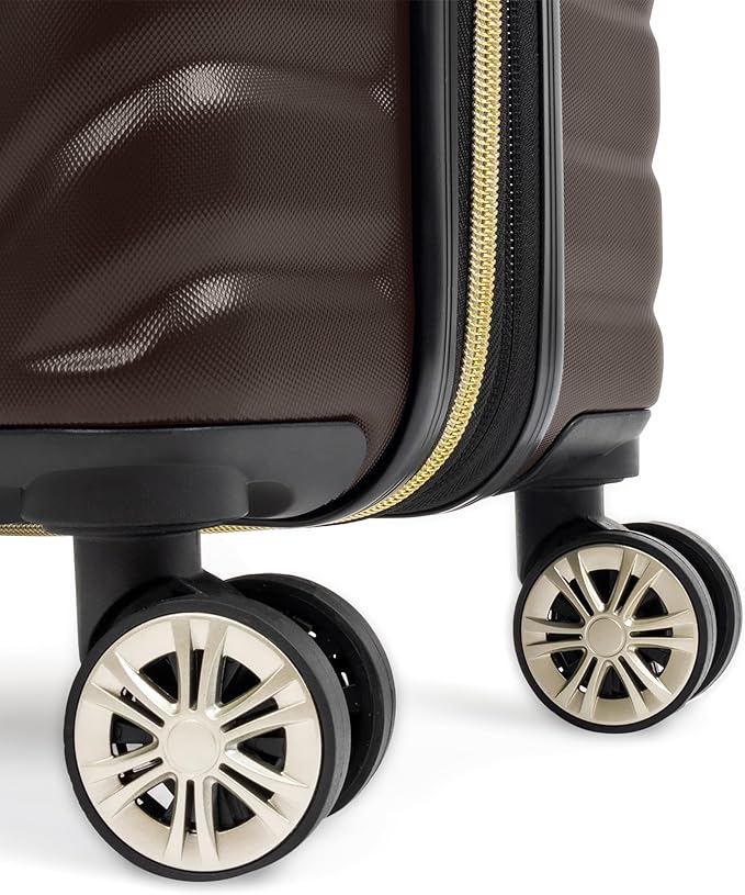 Kenneth Cole REACTION Madison Square Lightweight Hardside Chevron Expandable Spinner Luggage, Chocolate Brown, 24-Inch Checked
