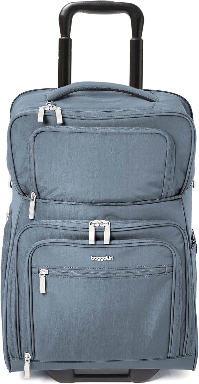 Baggallini Expandable Underseat Carry-On - Lightweight Travel Luggage Carry On Weekender with Wheels