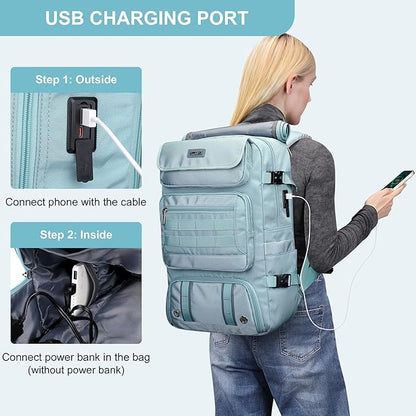 PIJUSHI Travel Backpack for Women Carry on Duffle Bag Backpack For Airplanes Luggage Rucksack with Shoe Compartment(PE048 Blue)