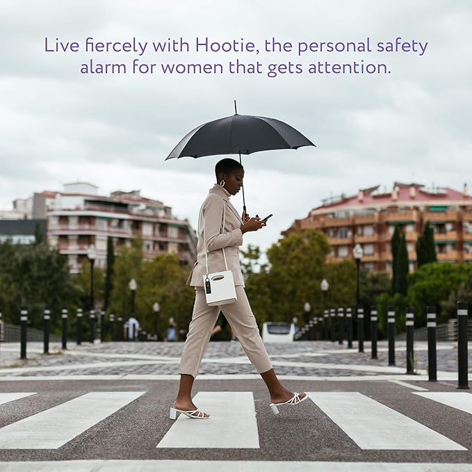 Hootie Personal Safety Alarm for Women, Men, & Kids - Keychain Alarm, Self Defense Strobe & Siren, Security Siren Keychain with 130dB Self Defense Siren & Strobe Light - White