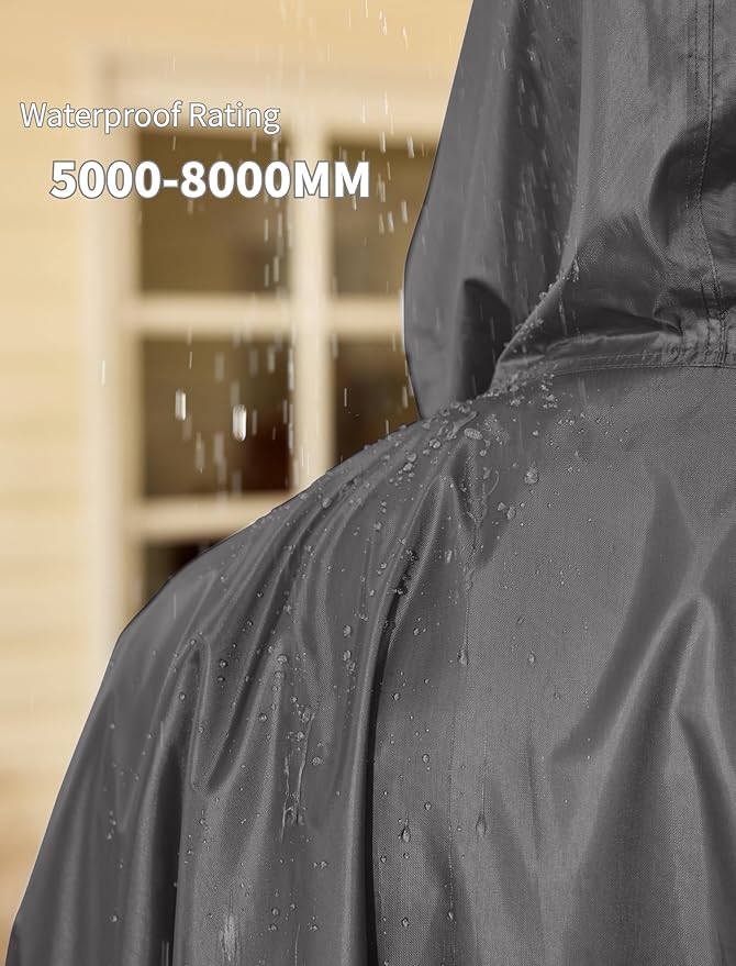 COOFANDY Rain Ponchos for Adults Full Zip Lightweight Rain Jackets Waterproof Packable Raincoats with Hood Hiking Camping