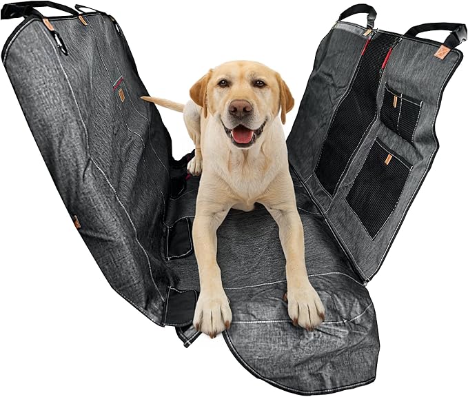 Pet Seat Cover for Your Back Seat and Durable Dog Car Hammock, Protects Your Car's Interior from Pets, Children & Spills - Measures 53" X 41.5" to Fit Most Vehicles