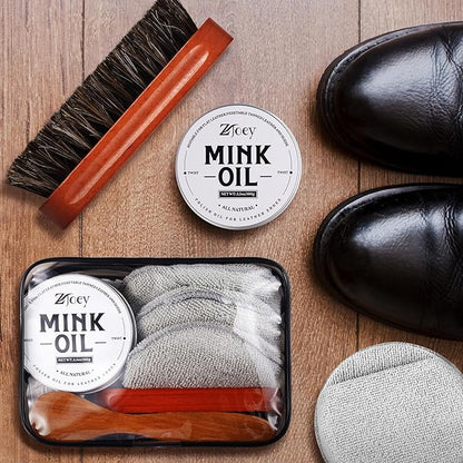 8 Pcs Mink Oil for Leather Shoes Boots 3.5 oz Leather Conditioner and Cleaner with Travel Bag Soften for Boots and Shoes Care(Style A)