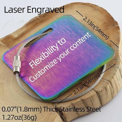 Sturdy Personalized Luggage Tags for Suitcases,Cruise Essentials Travel Tags for Luggage,Travel Bag Labels,Heavy-Duty Stainless Steel Colorfull Square Suitcases Tags no icon