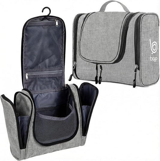 Bago Travel Toiletry Bag for Women and Men - Large Waterproof Hanging Large Toiletry Bag for Bathroom and Travel Bag for Toiletries Organizer - Makeup Bag (SnowGray)