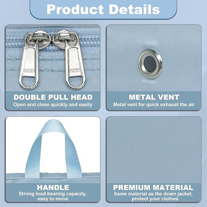 2 Set Compression Packing Cubes for Travel, Expandable Luggage Organizers Bag, Large Compression Cubes for Packing, Travel Accessories for Suitcase Organizer Bags Set (Light Blue)
