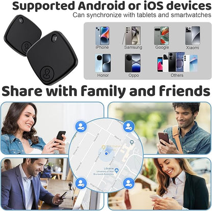 Air Tracker Tags for Android or iOS, 4 Pack Dual System Android Smart Tracker Tags Compatible with iOS Find My or Google Find Hub App, Bluetooth Tracker Key Locator with Sound for Luggage, Bags,Wallet