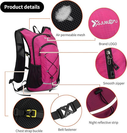 DOJUNS Hiking Backpack Lightweight Travel Backpack 20L Waterproof Hiking Daypacks Camping Backpack for Men Women (rose red)