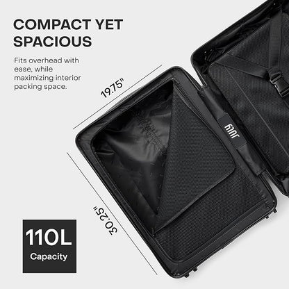 Checked Plus Expandable - 28.75" Airline Approved Check In Luggage with Wheels, Rolling Suitcase for Men & Women - TSA Lock, Silent Spinner Wheels, Expansion Zip, Y-Strap - Moss